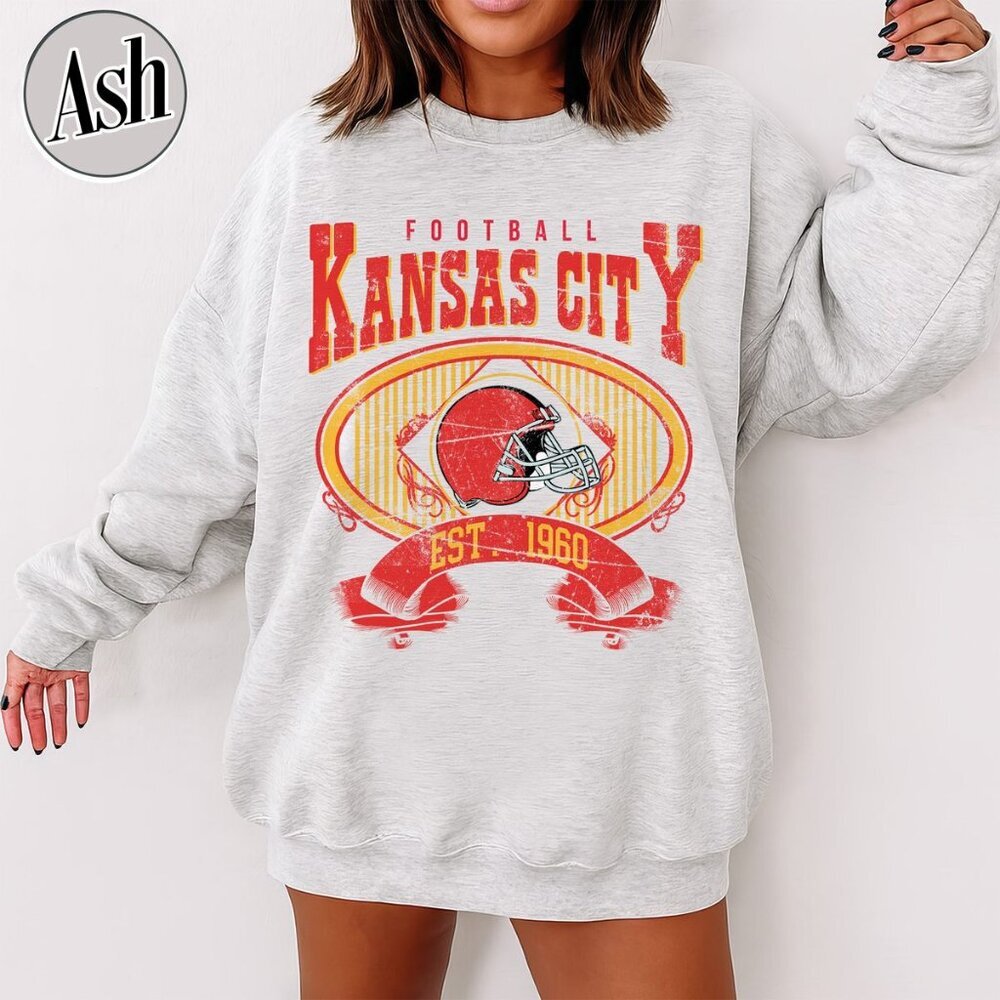 Kansas City Football Vintage Style Crewneck Sweatshirt 17